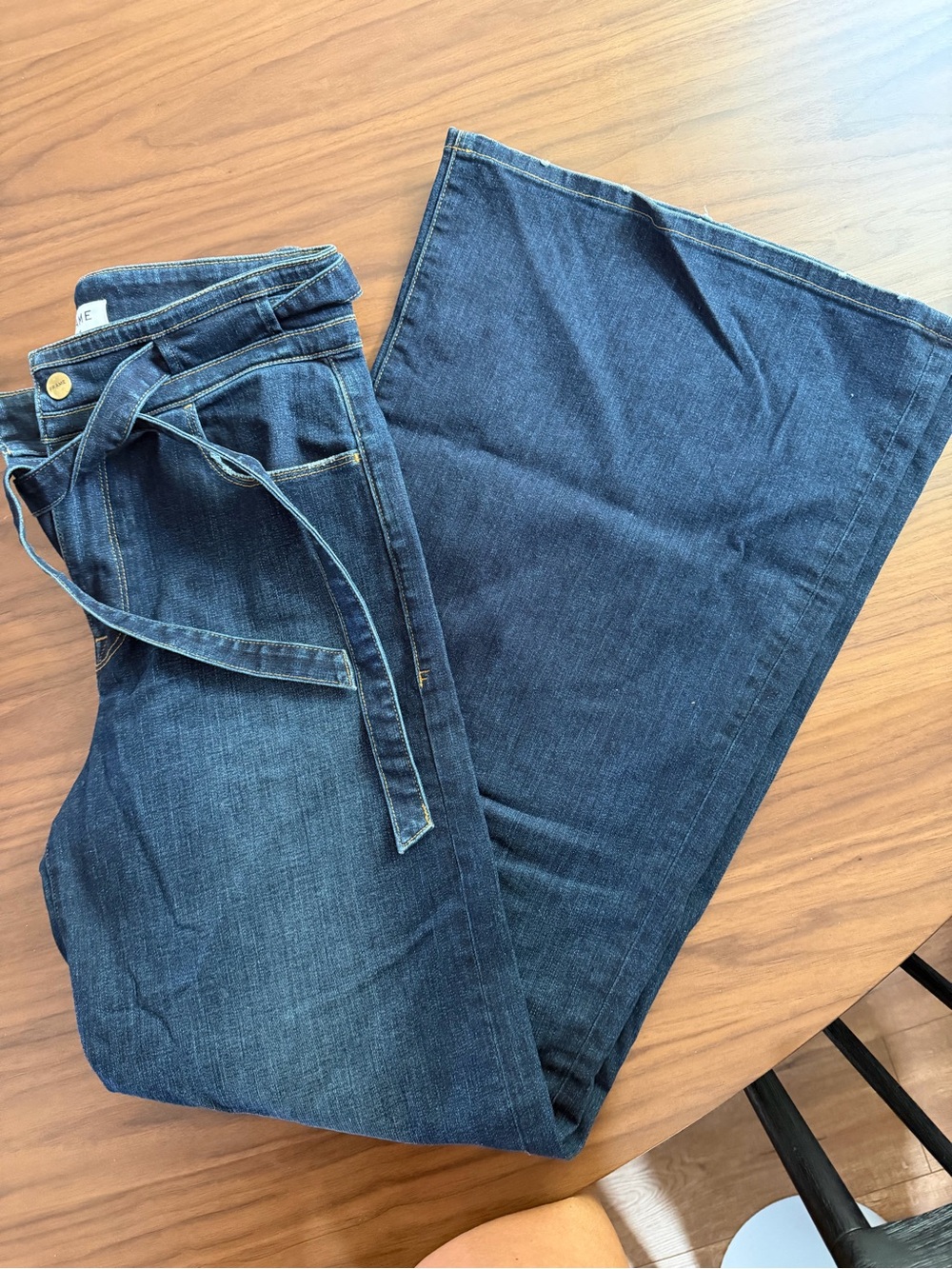 Frame Denim Wide-Leg High-Rise Jeans - Dark Blue